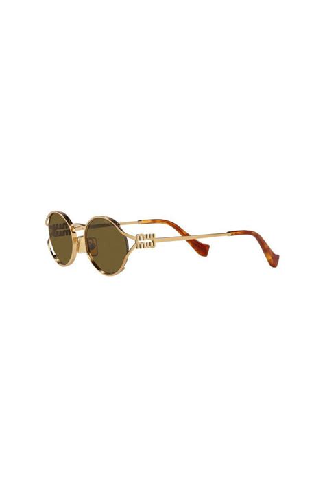 miu miu mu 52ys brass gold w/ dark brown|MIU MIU Women's Sunglasses, MU 52YS .